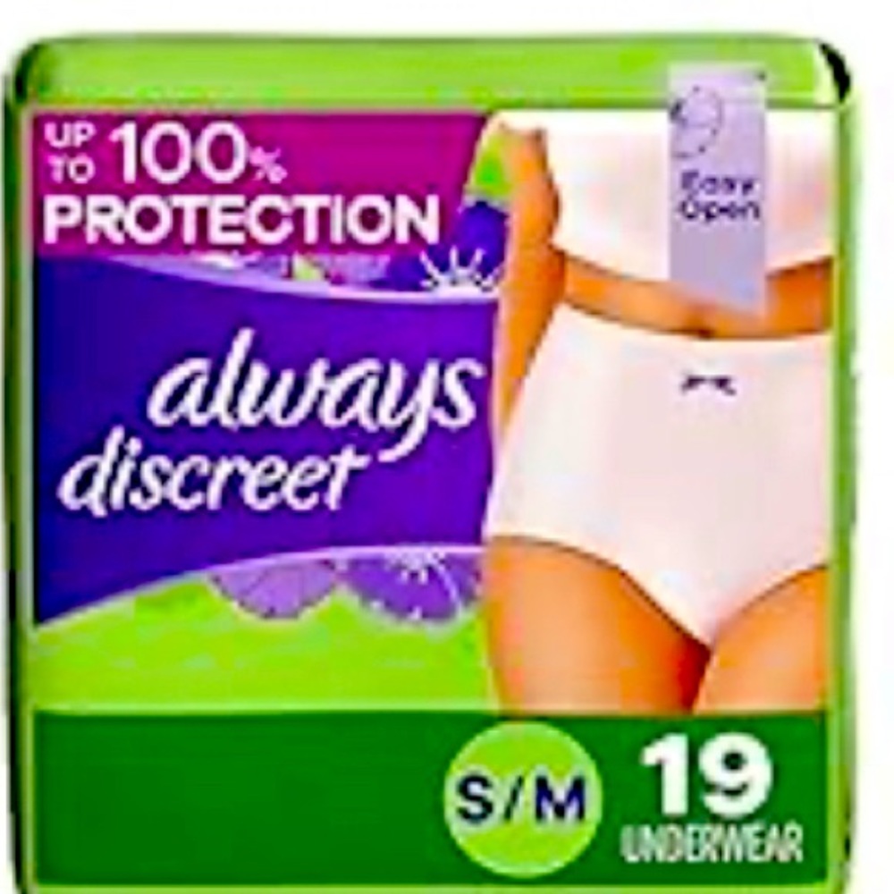 Always Discreet Underwear-Small/Medium-Quantity of 19
Brand New!!